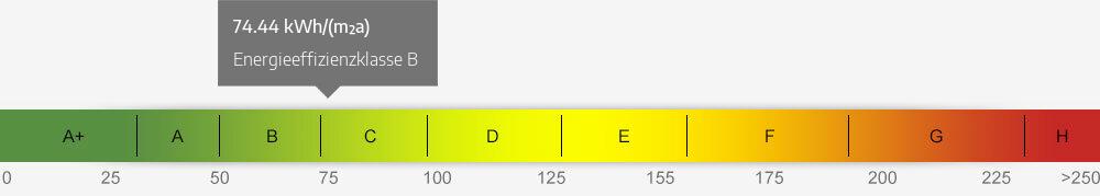 Energieausweis Skala 74.44 kWh/(m²a)